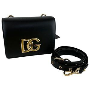 Dolce&Gabbana Women's Embellished DG Interlocking Shoulder Bag Black Leather